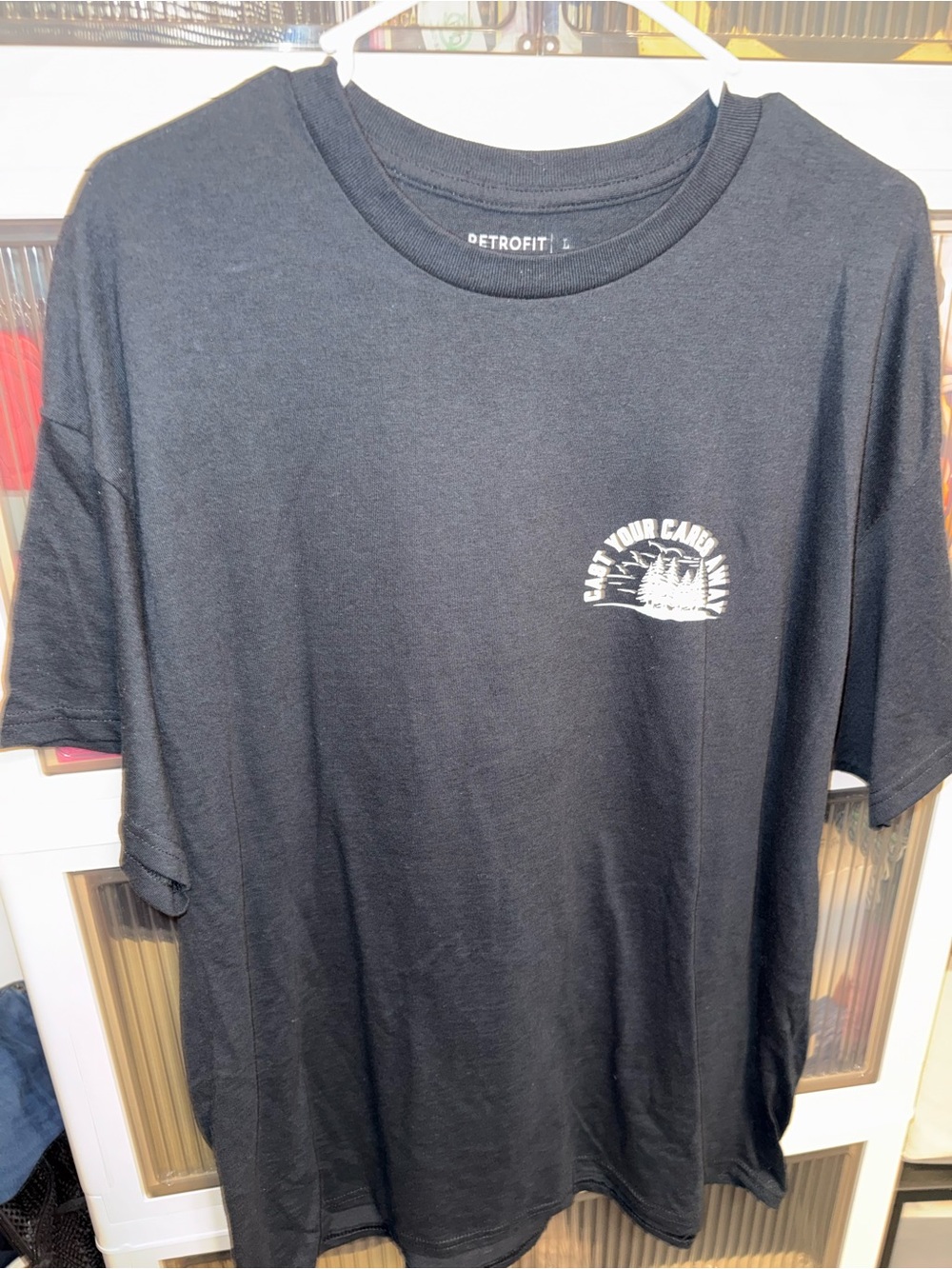 Retrofit Black Short-Sleeve Tee with White Chest Graphic